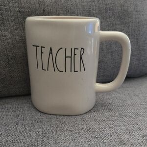 Rae Dunn "TEACHER" Artisan Collection Cream Ceramic Mug